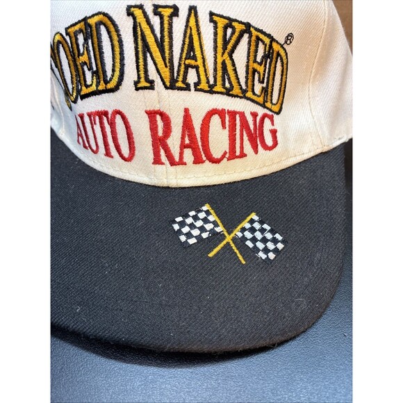 Coed Naked Auto Racing Hat Snapback Vintage 90's White Poly/Wool trucker - Picture 4 of 10